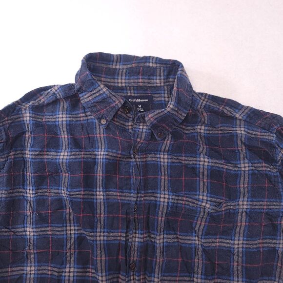 Croft & Barrow Tartan Flannel Casual Button Up Shirt Mens Size M Blue Gray - Picture 1 of 10